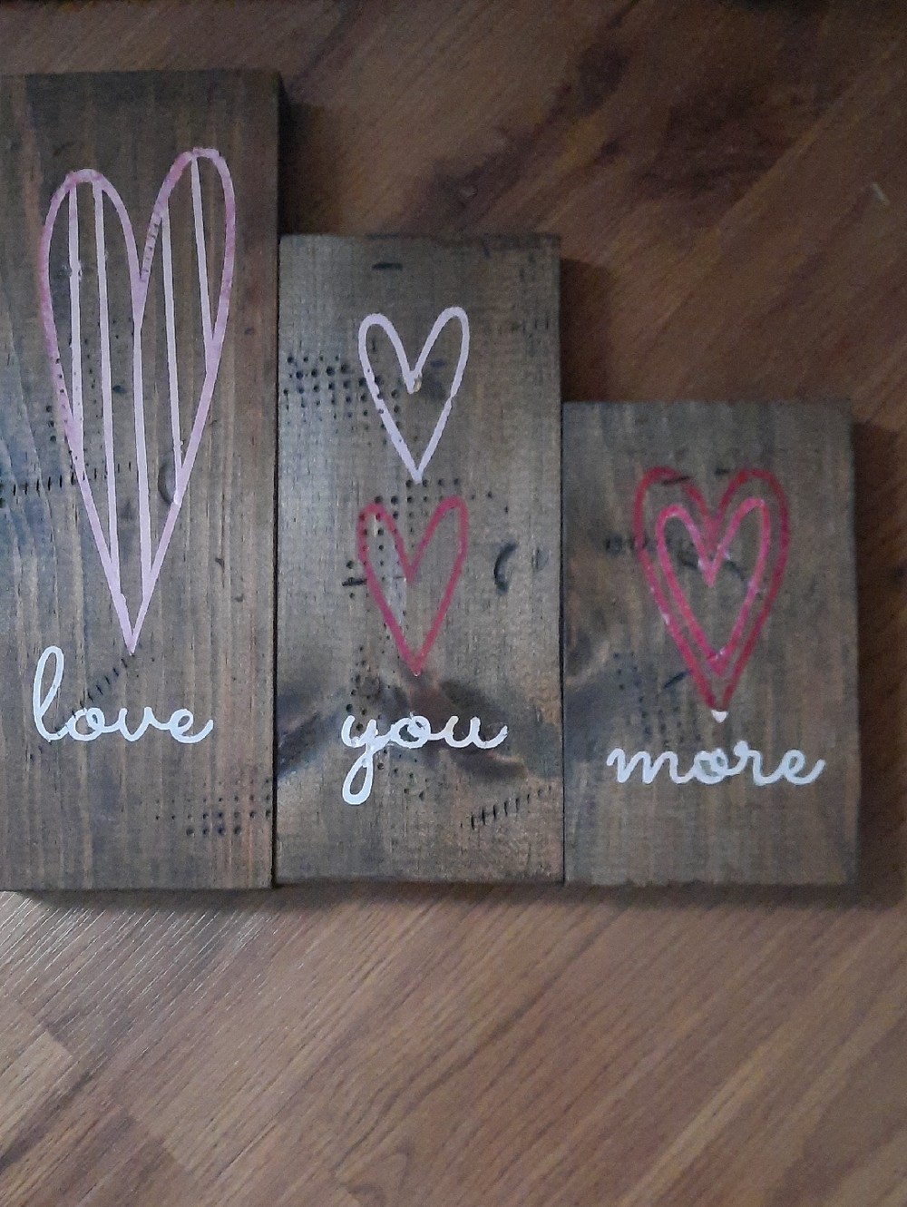 Rustic Heart Trio Wall Art - Pink & Red Hearts